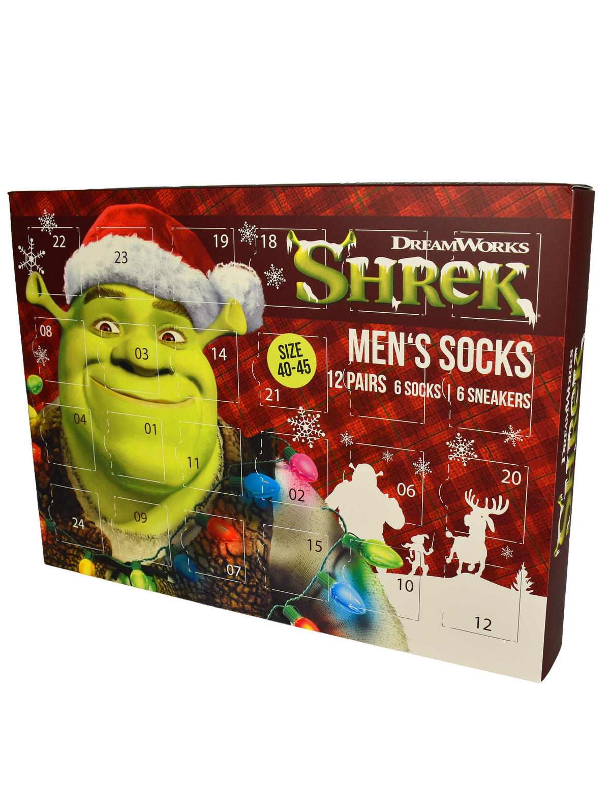 ADVENTSKALENDER Shrek - Der tollkühne Held mit 12 Paar Socken Größe 40-45 - Multicolor, Textil (37/5/26.5cm)
