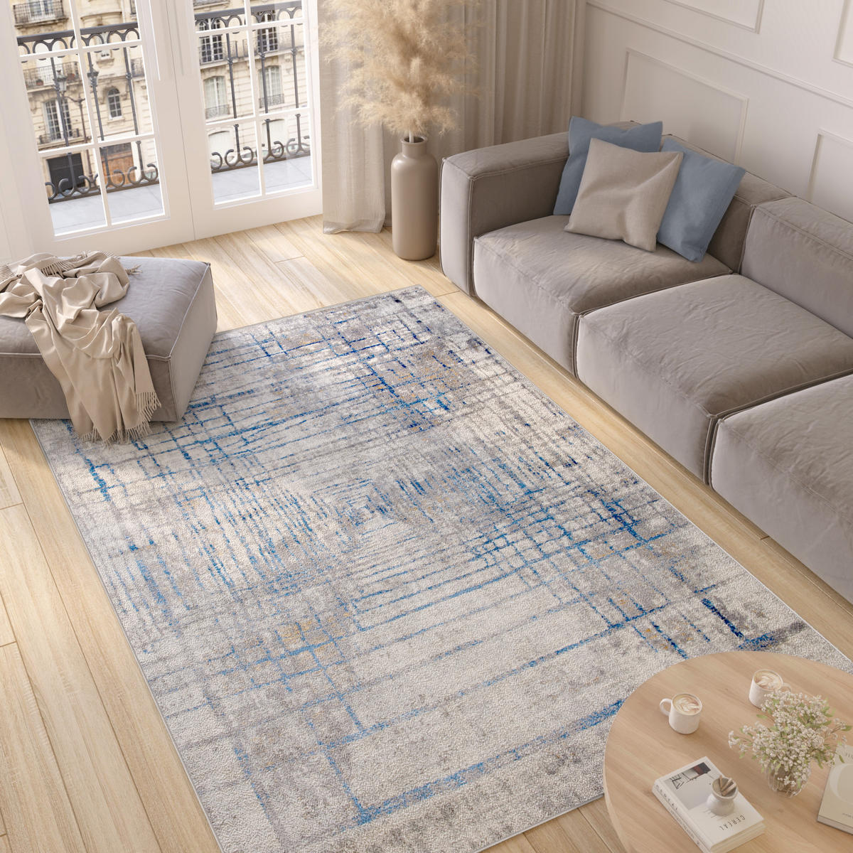 TEPPICH VALLEY Grau Blau 160/220 cm - Blau, Textil (160/220cm) - Tapiso