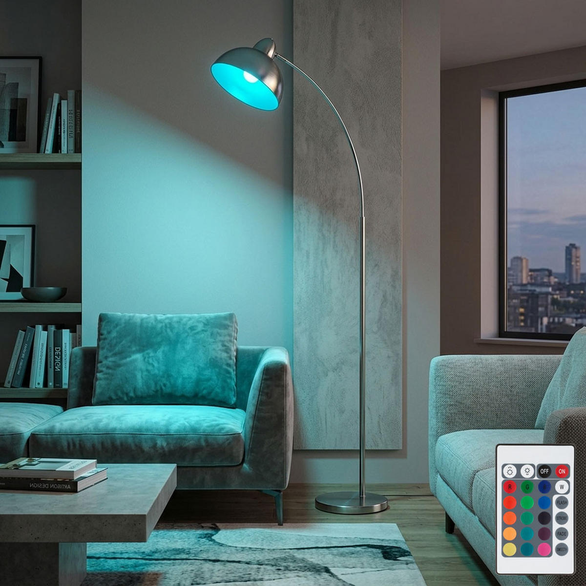 LED STEHLEUCHTE ANITA Silber Nickel-Matt - Silberfarben, Metall (50/23/155cm) - Globo Lighting