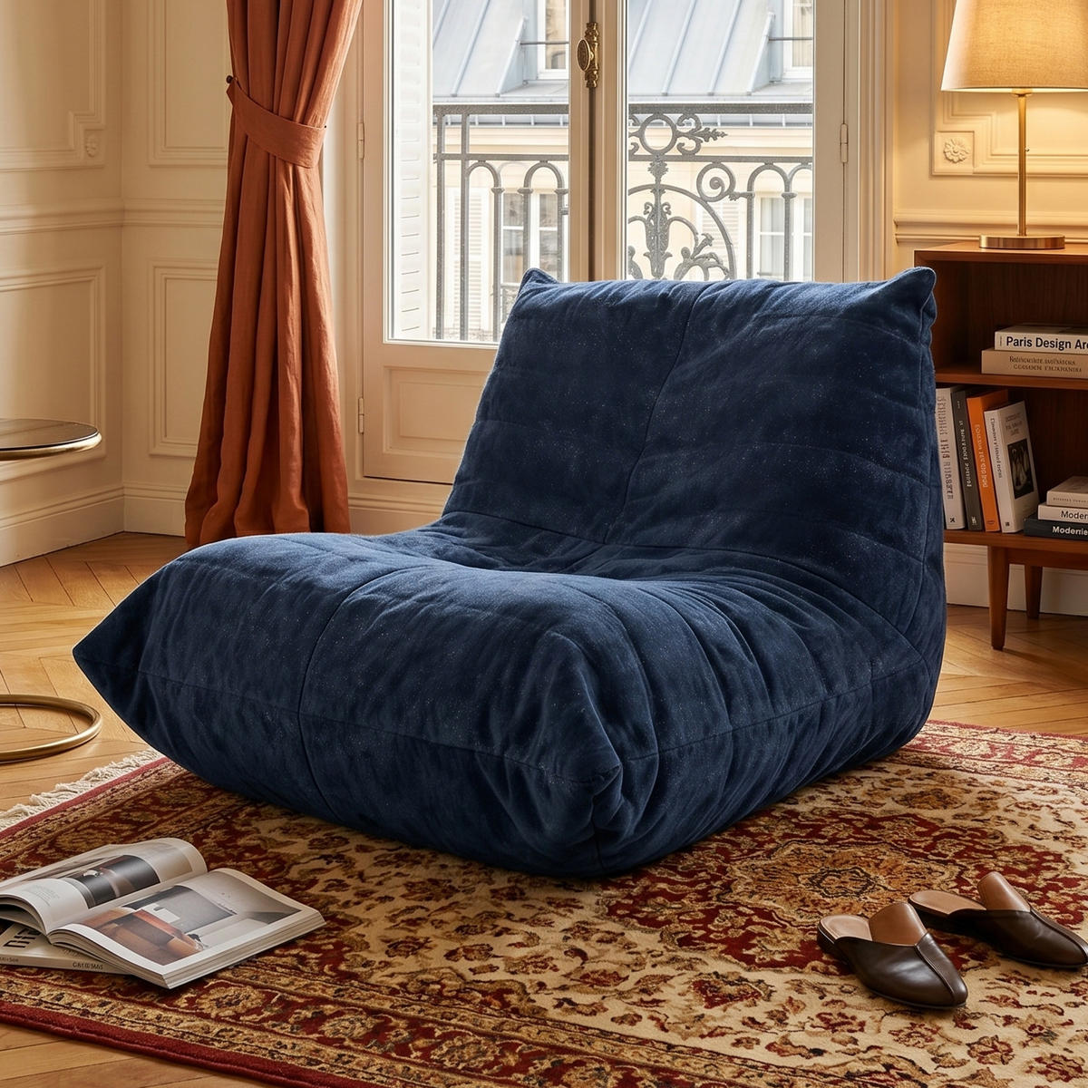 CANAPEA extensibilă, pat multifuncțional 90x200 cu birou extensibil - albastru, material textil (90/80/100cm) - Urban Meuble