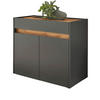 FLURKOMMODE grau matt, Eiche Wotan 80 cm, Schuhschrank mit Schubkästen - Silberfarben/Eiche Wotan, Holzwerkstoff/Kunststoff (80/70/40cm) - Furn.Design