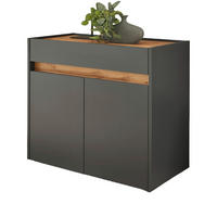 FLURKOMMODE grau matt, Eiche Wotan 80 cm, Schuhschrank mit Schubkästen - Silberfarben/Eiche Wotan, Holzwerkstoff/Kunststoff (80/70/40cm) - Furn.Design
