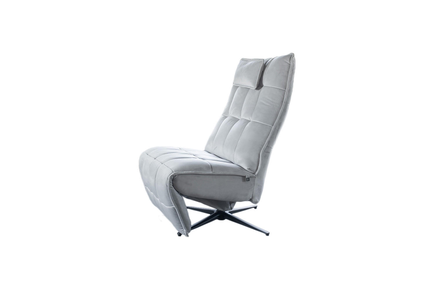 RELAXSESSEL MIKO Hellgrau Velvet - Hellgrau/Schwarz, Textil/Metall (75/115/94cm) - KAWOLA