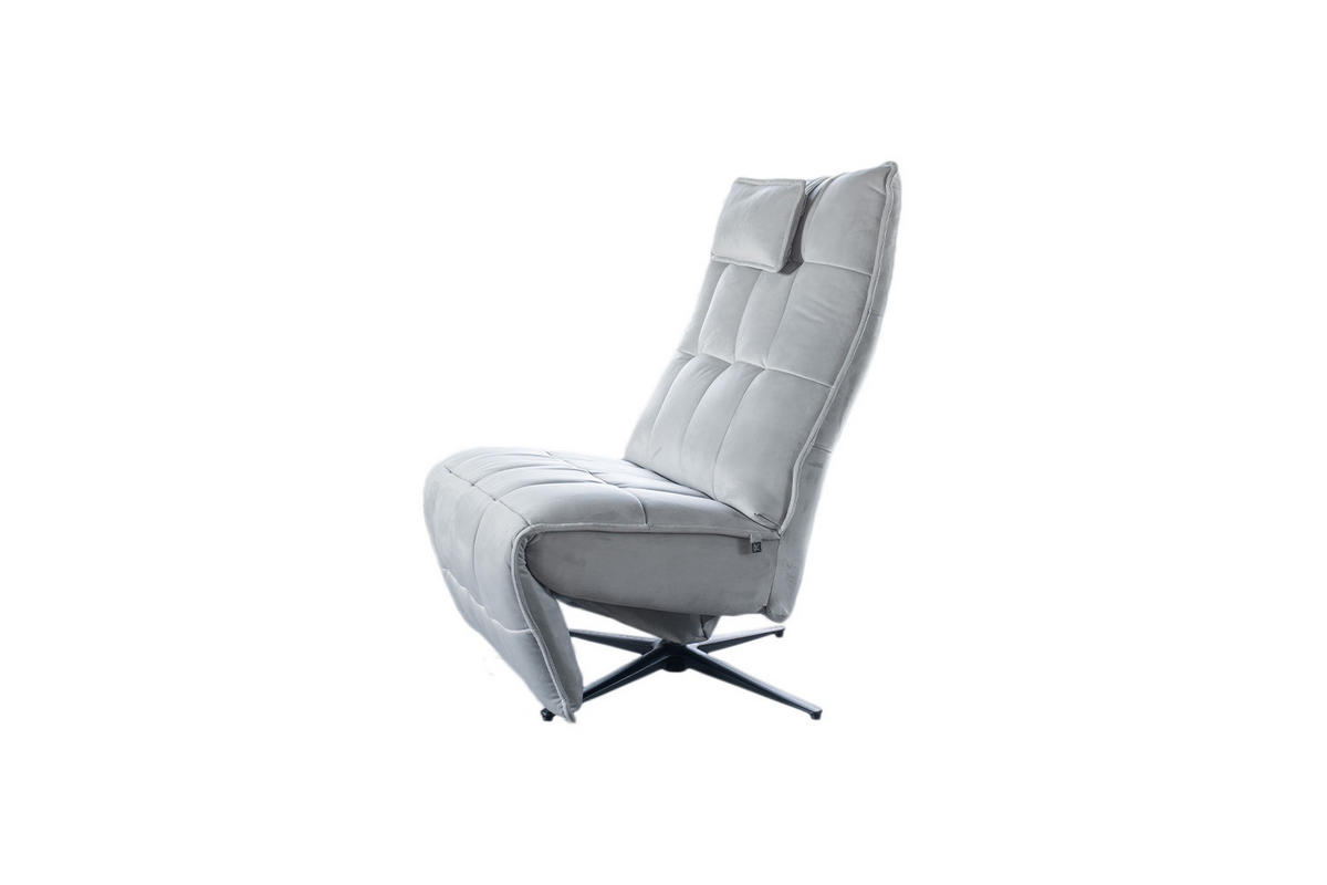 RELAXSESSEL MIKO Hellgrau Velvet - Hellgrau/Schwarz, Textil/Metall (75/115/94cm) - KAWOLA