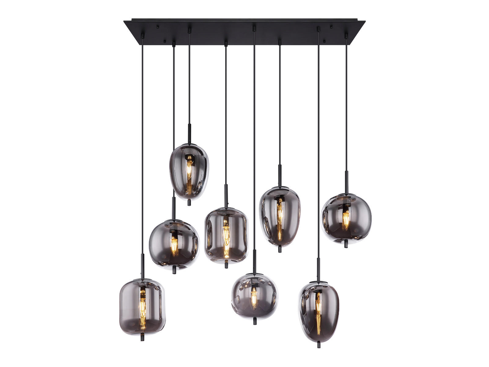 LED-PENDELLEUCHTE Schwarz Breite 94cm, Glaskugeln Rauchglas - Schwarz, Glas/Metall (34/94/120cm) - meineWunschleuchte