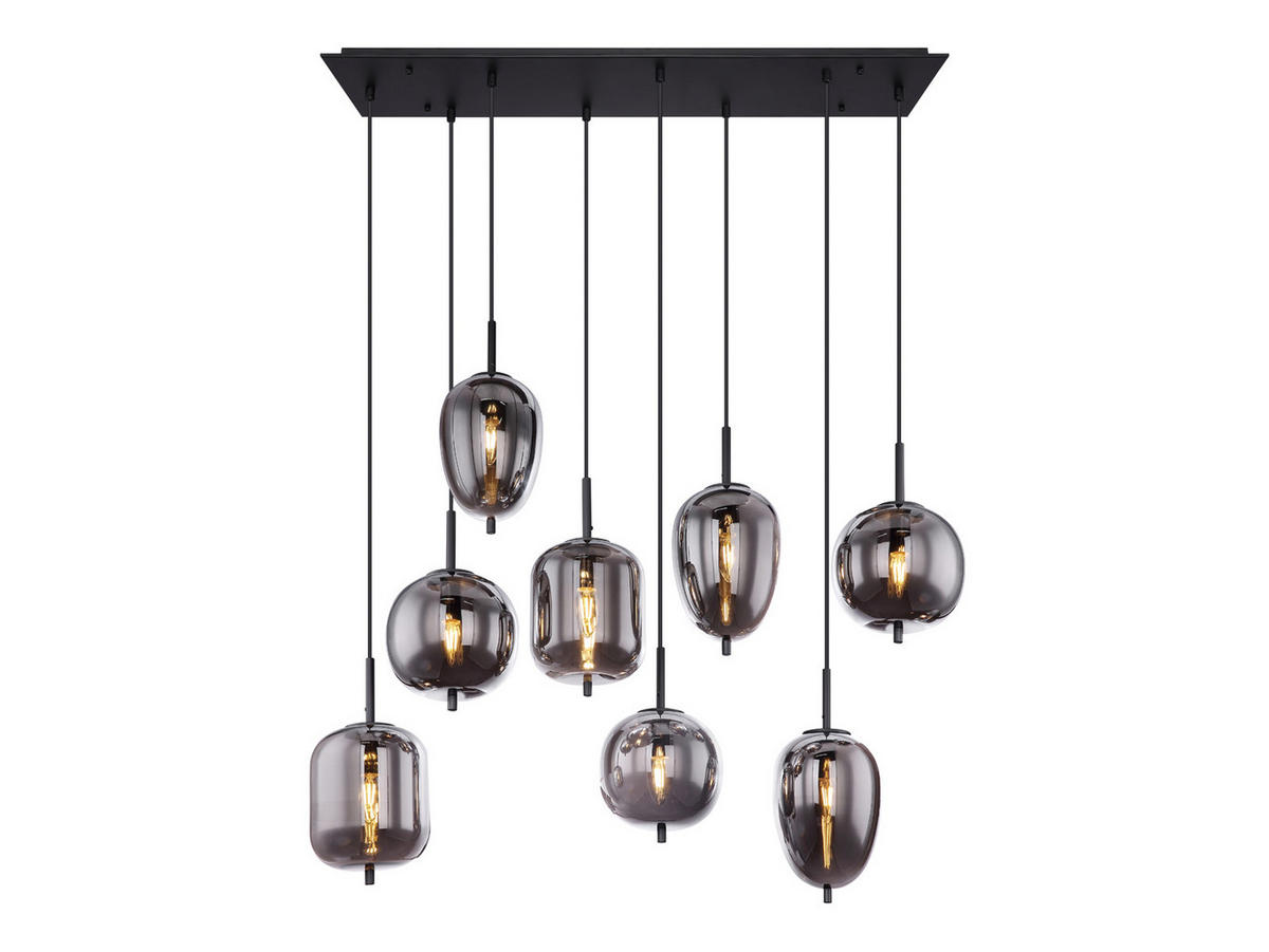 LED-PENDELLEUCHTE Schwarz Breite 94cm, Glaskugeln Rauchglas - Schwarz, Glas/Metall (34/94/120cm) - meineWunschleuchte