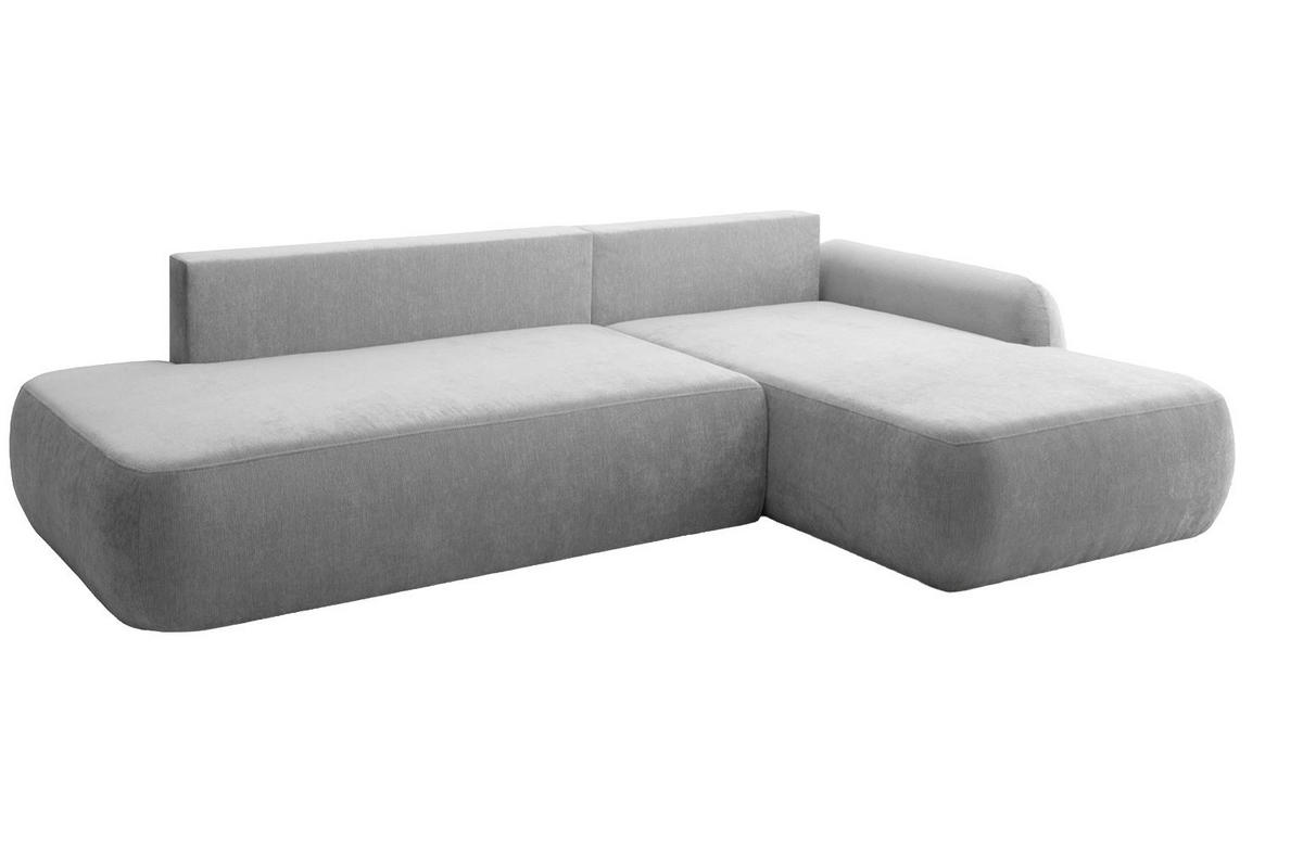 ECKSOFA Mit Schlaffunktion Und Bettkasten, Velvet-Stoff Vena, Grau, Rechts, HELA I - Grau, Holz (302/184cm) - Kaiser Möbel