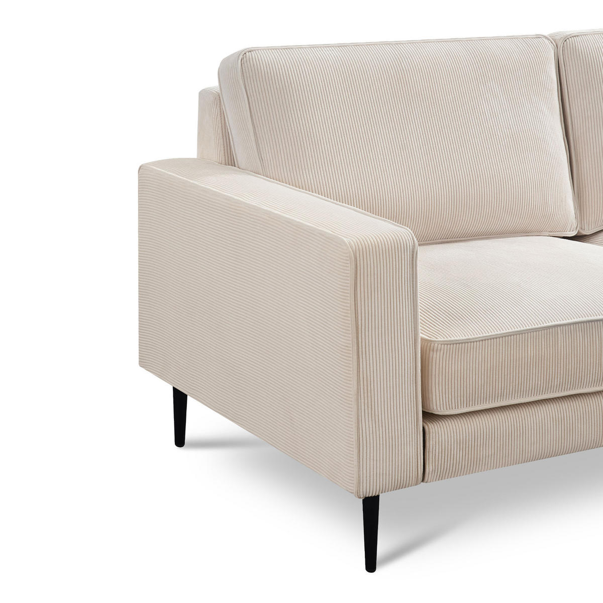 3-SITZER-SOFA Oskar Vintage beige Cord - Beige/Schwarz, Holz/Textil (212/83/92cm) - Sicaan