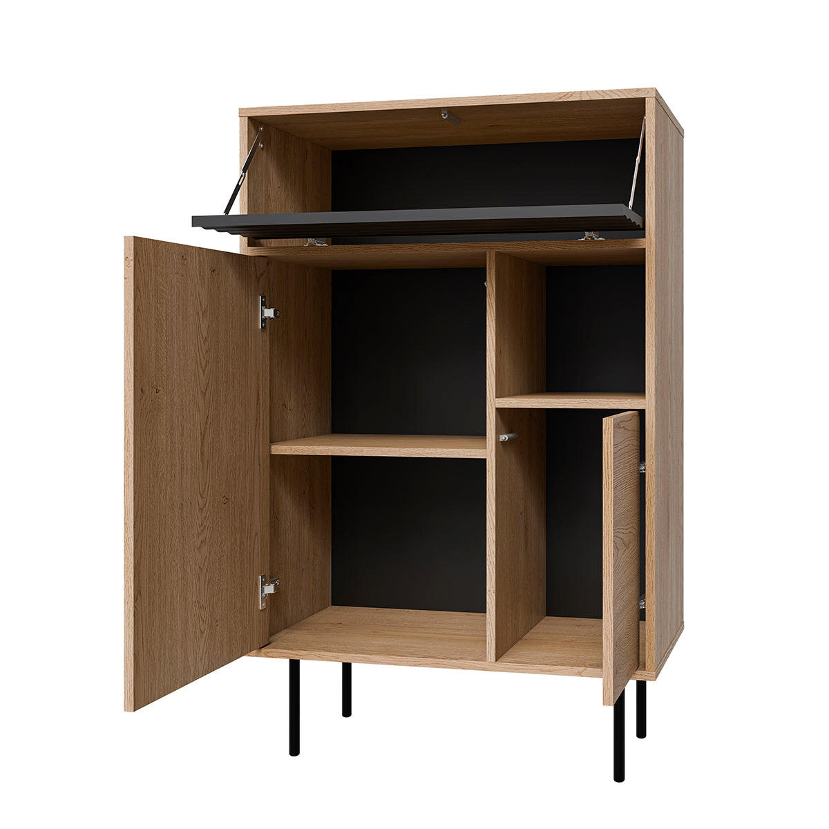 KOMODA Astra Les in črna barva - črna, leseni material (76.6/120/40cm) - Petits-meubles