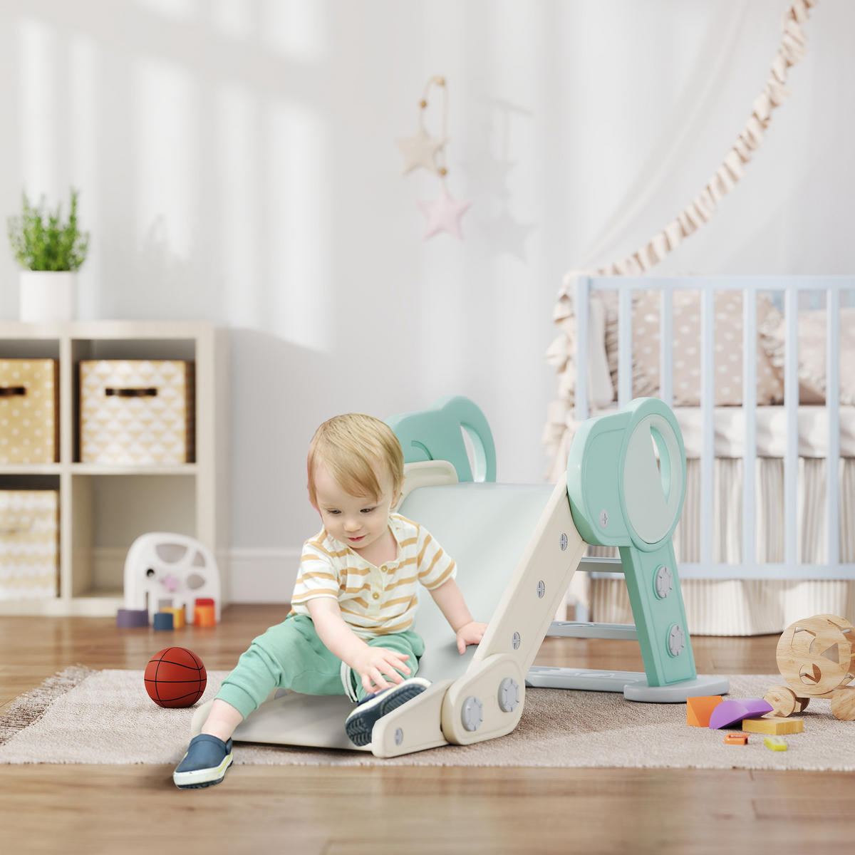 KINDERRUTSCHE, Kleinkinderrutsche Gartenrutsche für Kinder 1,5 bis 3 Jahre Grün - Grün, Kunststoff (53/53/120cm) - AIYAPLAY