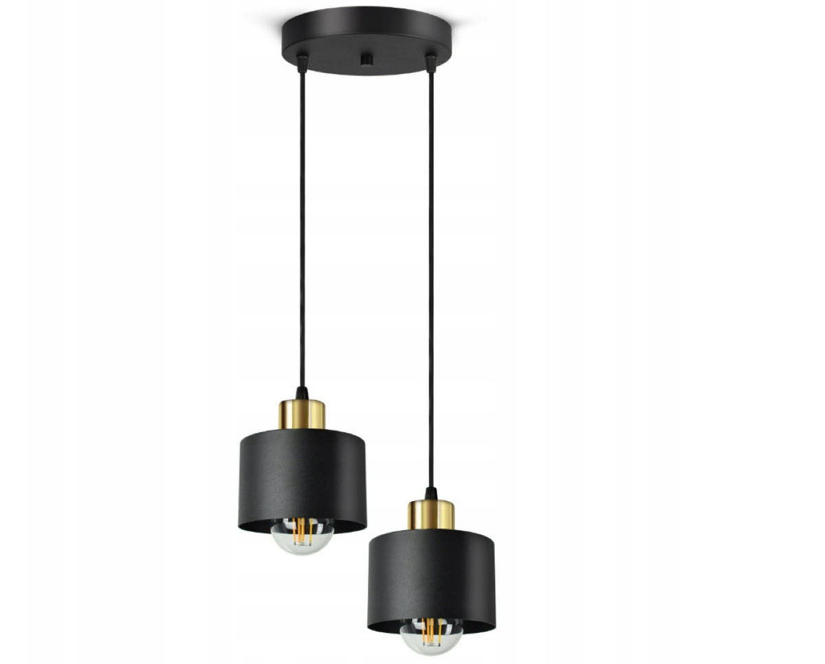 PENDELLEUCHTE BLACKSPOT - Goldfarben/Schwarz, Metall (25/25/80cm) - kiki design