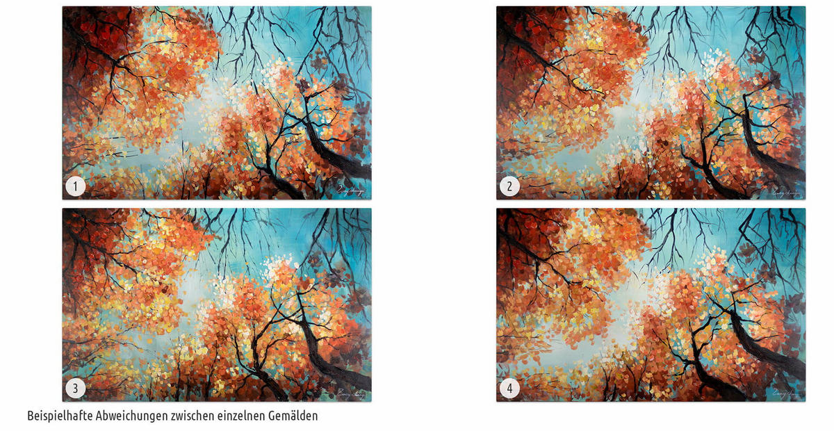 ÖLGEMÄLDE 120/75 cm - Blau/Orange, Holz/Textil (2.1/75cm) - KUNSTLOFT