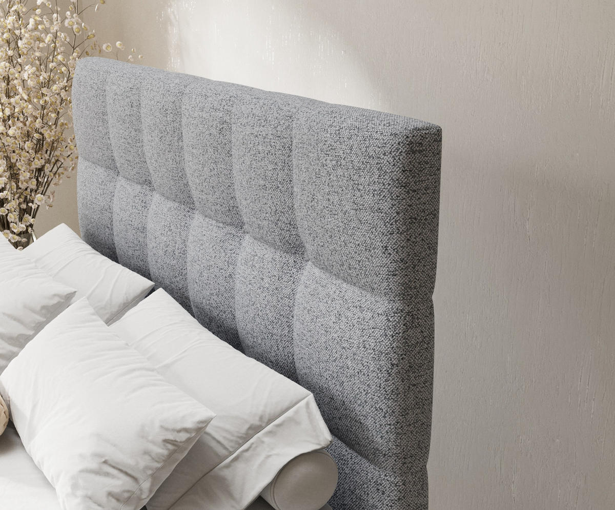 BOXSPRINGBETT Chanton Grau 200/200 cm mit Latex-Topper - Silberfarben/Grau, Holz/Holzwerkstoff (200/200cm) - Maison de Reve