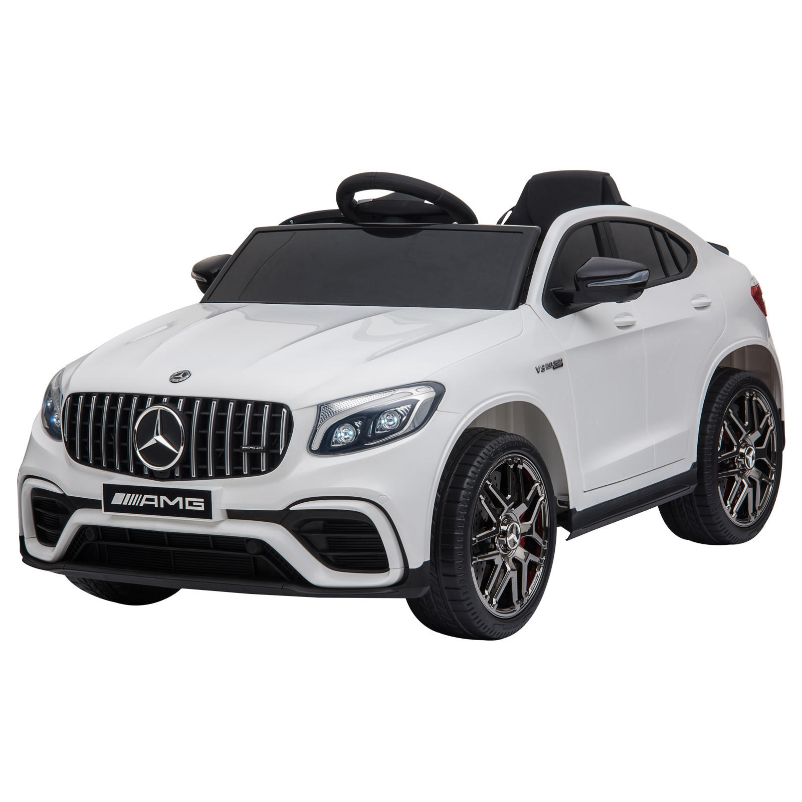 KINDER ELEKTROAUTO, Schwarz/Weiß, PP+ Metall - Weiß, Kunststoff (115/70/55cm) - HOMCOM
