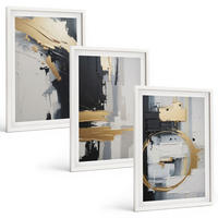 BILDER SET 3er Set - 40x60 cm Weißer Rahmen - Abstrakte Schwarz-Weiß-Malerei - Weiß, Kunststoff (40/60cm) - TULUP
