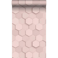 TAPETE 3D Wabenmuster 53 cm x 10.05 m - Pink, Papier (53/1000cm) - Origin Wallcoverings