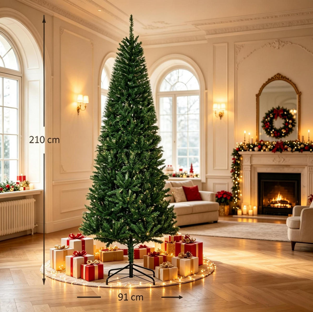 WEIHNACHTSBÄUME & Zubehör 210 cm aus PVC und Metall mit ca. 865 Zweigen, Grün - Grün, Kunststoff (210cm) - OKMYHOME