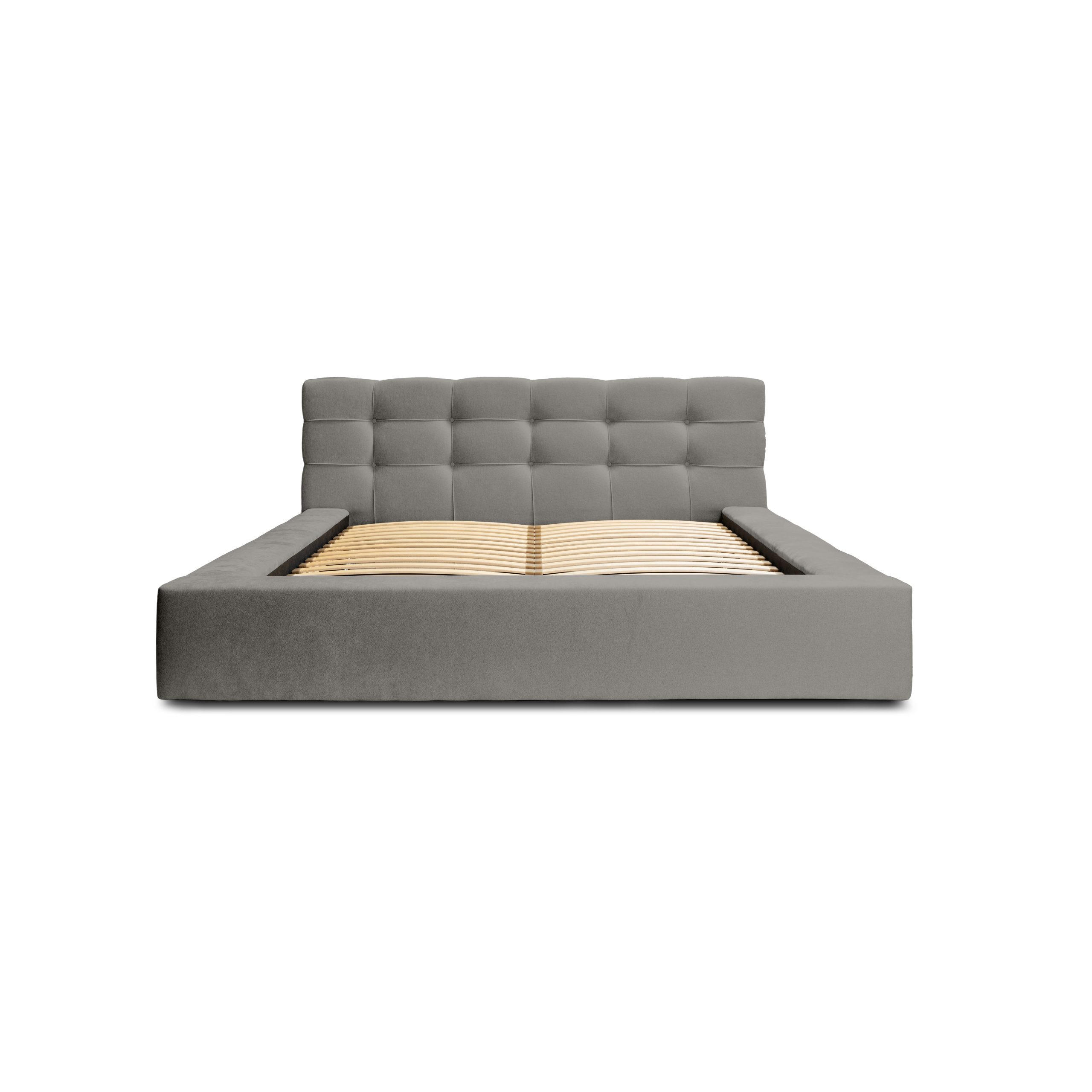 POLSTERBETT aus Velvet Gretta 140x200 cm, Hellgrau - Hellgrau, Textil (140/200cm) - Fedve