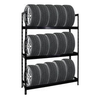 REIFENREGAL Tiger XL 200x150x45 cm 300 kg Fachlast bis zu 18 Reifen auf 3 Ebenen Schwarz - Schwarz, Metall (150/200/45cm) - PROREGAL