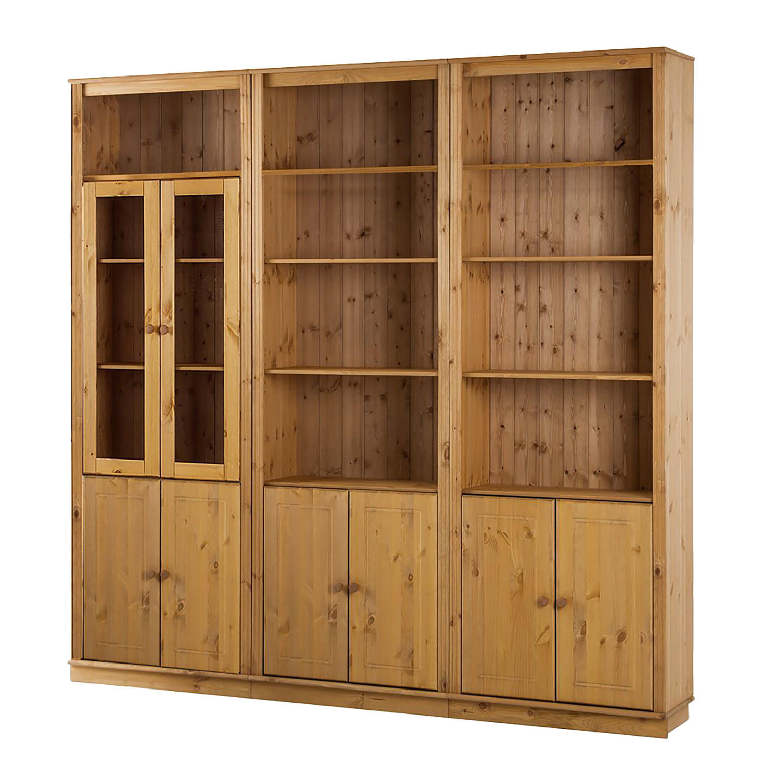 BÜCHERWAND - Kiefer massiv, Typ F - Kieferfarben, Holz (222/223/37cm) - home24