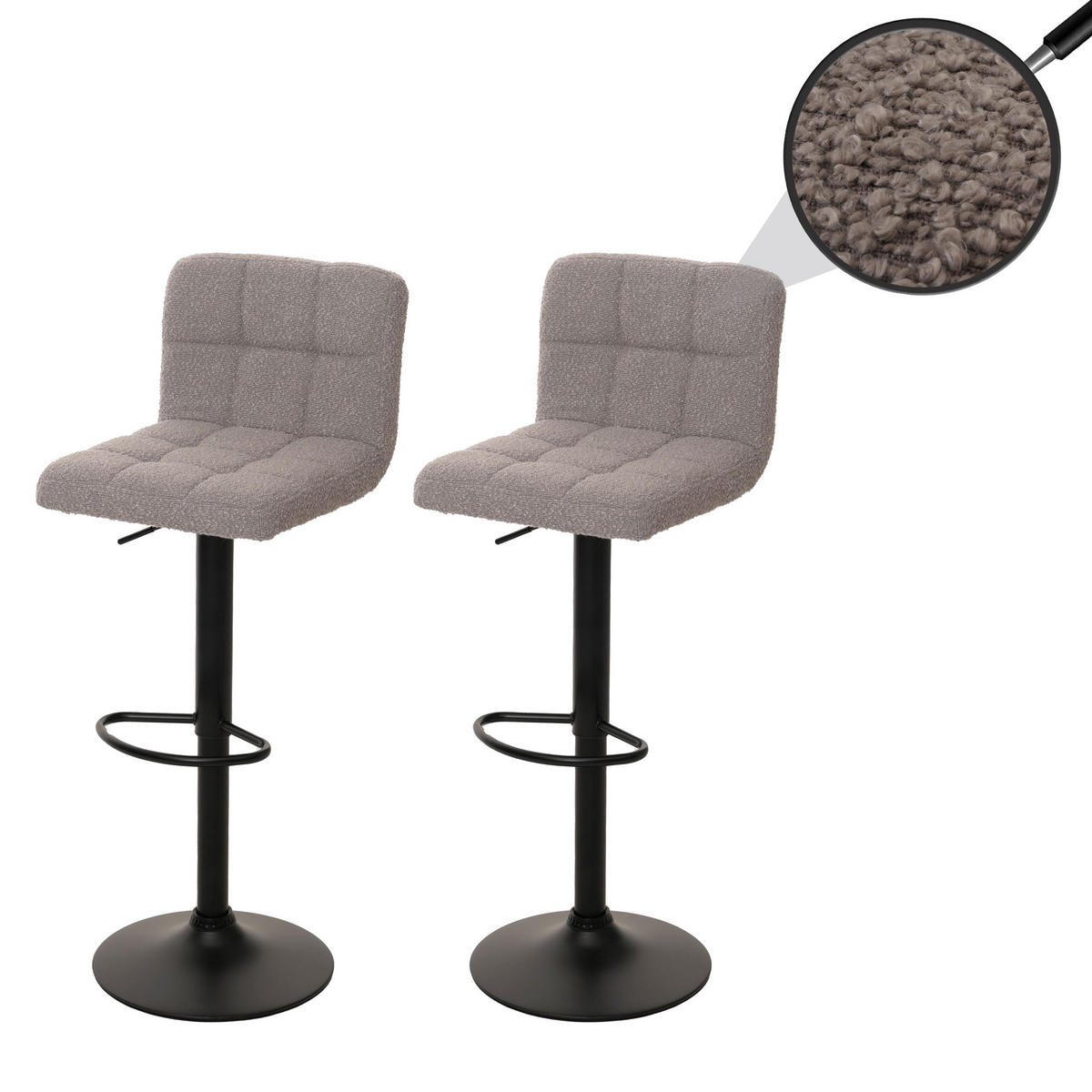 BARHOCKER Hellgrau 2er-Set - Hellgrau, Textil (38/107/41cm) - MCW