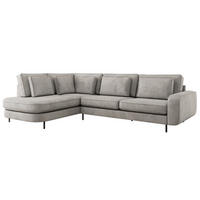 ROHOVÁ SEDAČKA CALENO L - Světle šedá Samet - Pravá Strana - černá/světle šedá, kov/textil (317/225cm) - MKS