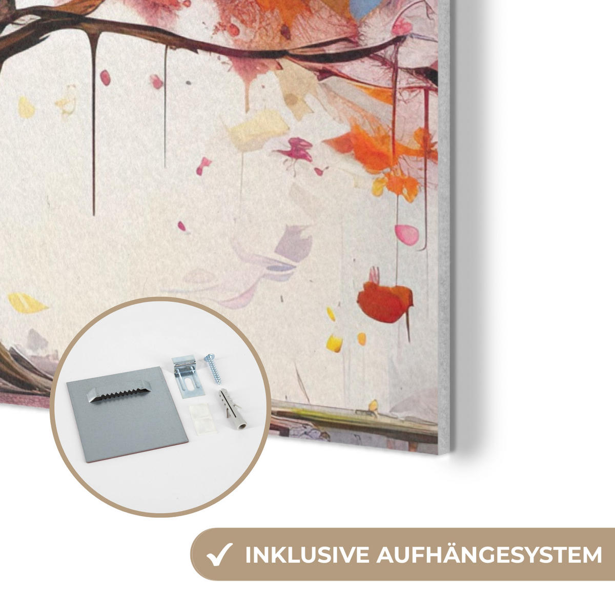 AKUSTIKBILD Aquarell - Baum - Kunst - Abstrakt Wanddeko 60x90 cm - Multicolor, Kunststoff (60/90/0.9cm) - MuchoWow