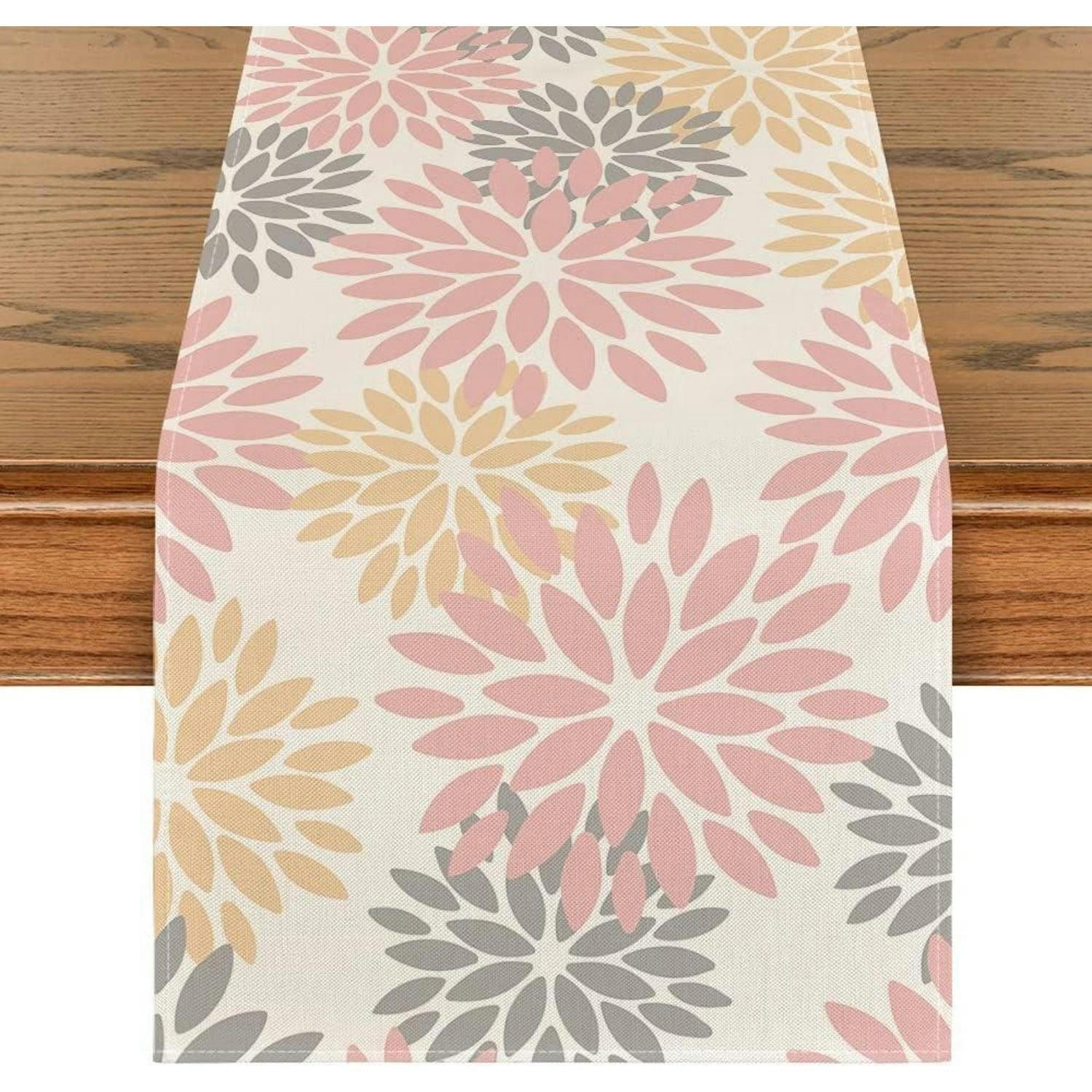 TISCHLÄUFER Blumenmuster Rosa 40 x 100 cm - Multicolor, Textil (100/40/1.5cm)
