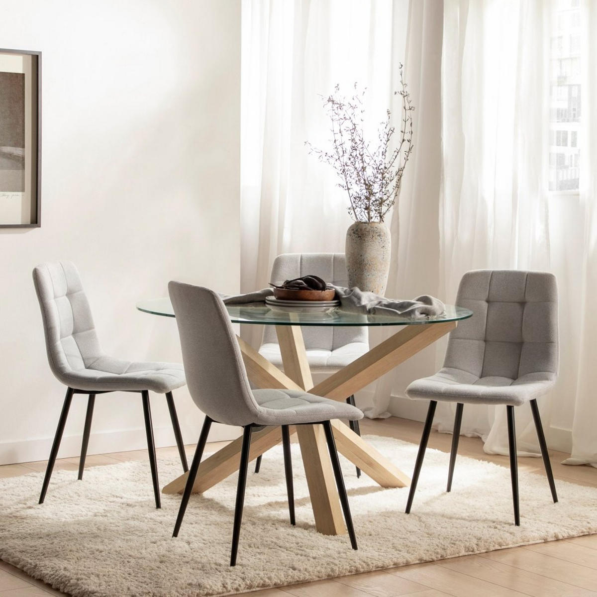 ESSZIMMERSTUHL Ailan Grau 43 cm x 88 cm - Grau, Textil (43/88/56cm) - Klast Home