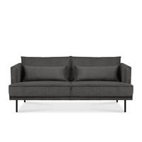 3-SITZER-SOFA GANZO 2 Kissen inklusive, Cord-Stoff, grau - Schwarz/Grau, Textil/Metall (193/84/92cm) - KONSIMO®