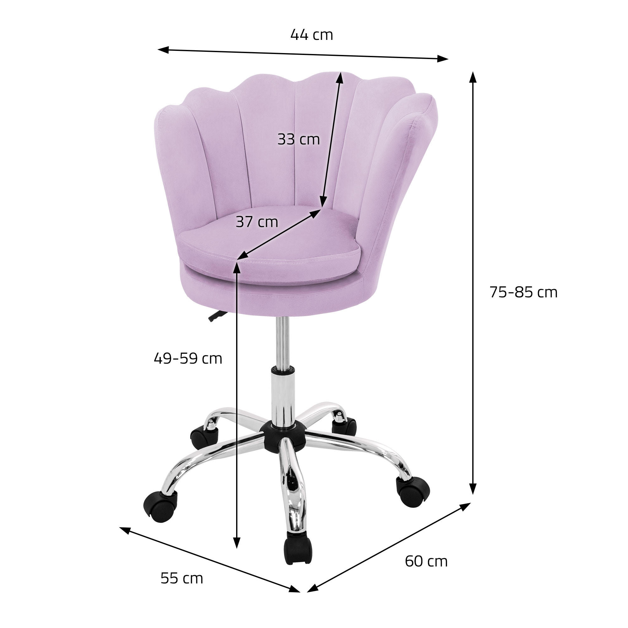 DREHSTUHL Kunstfell Lila - Flieder, Metall (55/85/60cm) - ML-DESIGN
