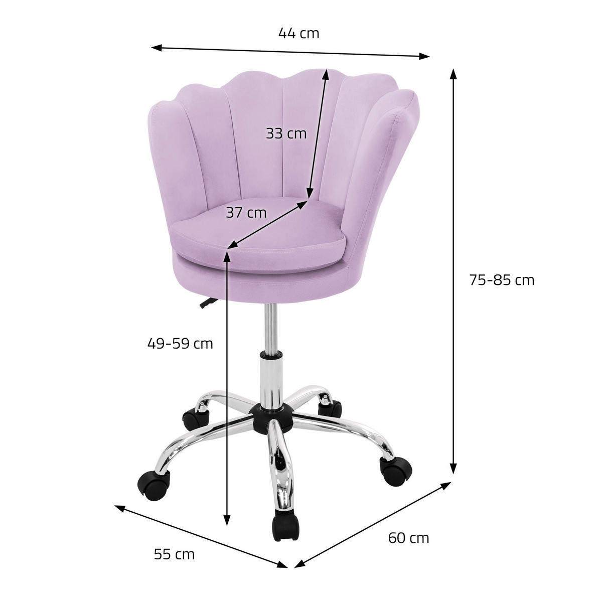 DREHSTUHL Kunstfell Lila - Flieder, Metall (55/85/60cm) - ML-DESIGN