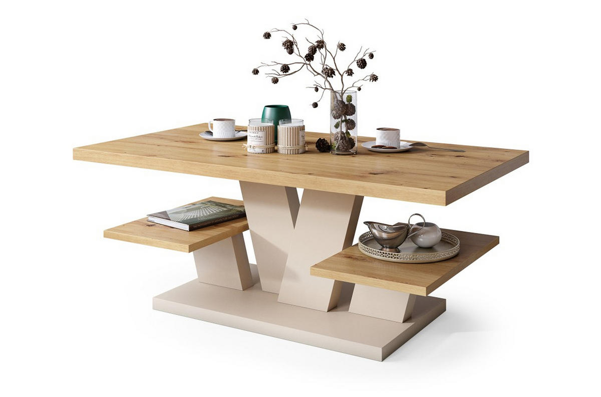 COUCHTISCH rechteckig Eiche Artisan - Beige 110/60/45 cm - Beige/Eiche Artisan, Holzwerkstoff (60/110/45cm) - designimpex