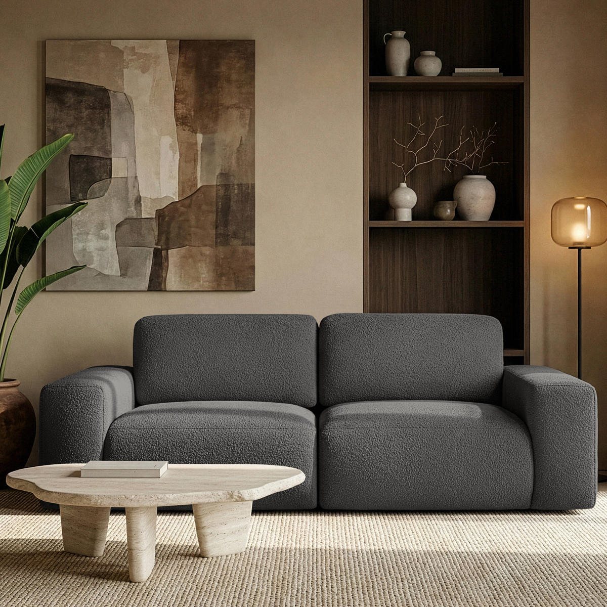 2-SITZER SOFA ZUCCO, Graphit - Graphitfarben, Holz/Holzwerkstoff (212/85/100cm) - KONSIMO®