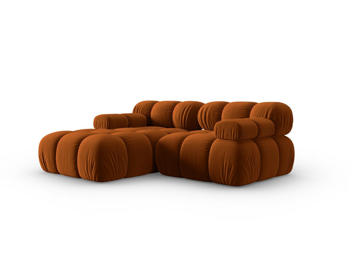 MODULARES-ECKSOFA links Bellis aus Samt terrakotta 3 Sitzplätze - Terracotta, Textil (157/191cm) - Micadoni