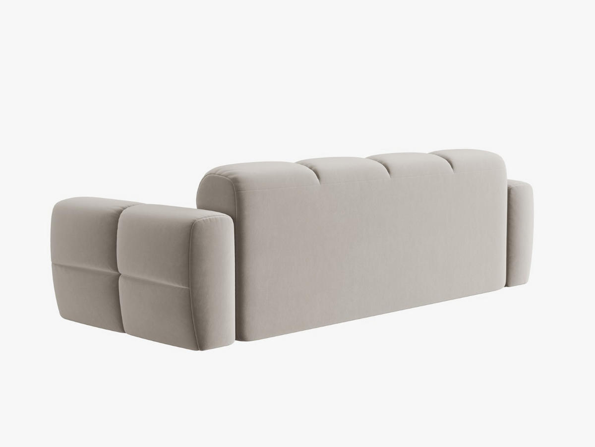 SOFA Lisa aus Samt leichtes beige 4 Sitzplätze - Creme, Textil (256/77/101cm) - Micadoni