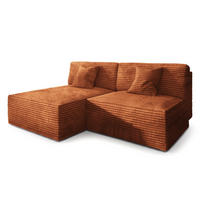 ECKSOFA FIORO Braun Kordstoff mit Schlaffunktion - Braun, Holz (204/148cm) - MASSENO