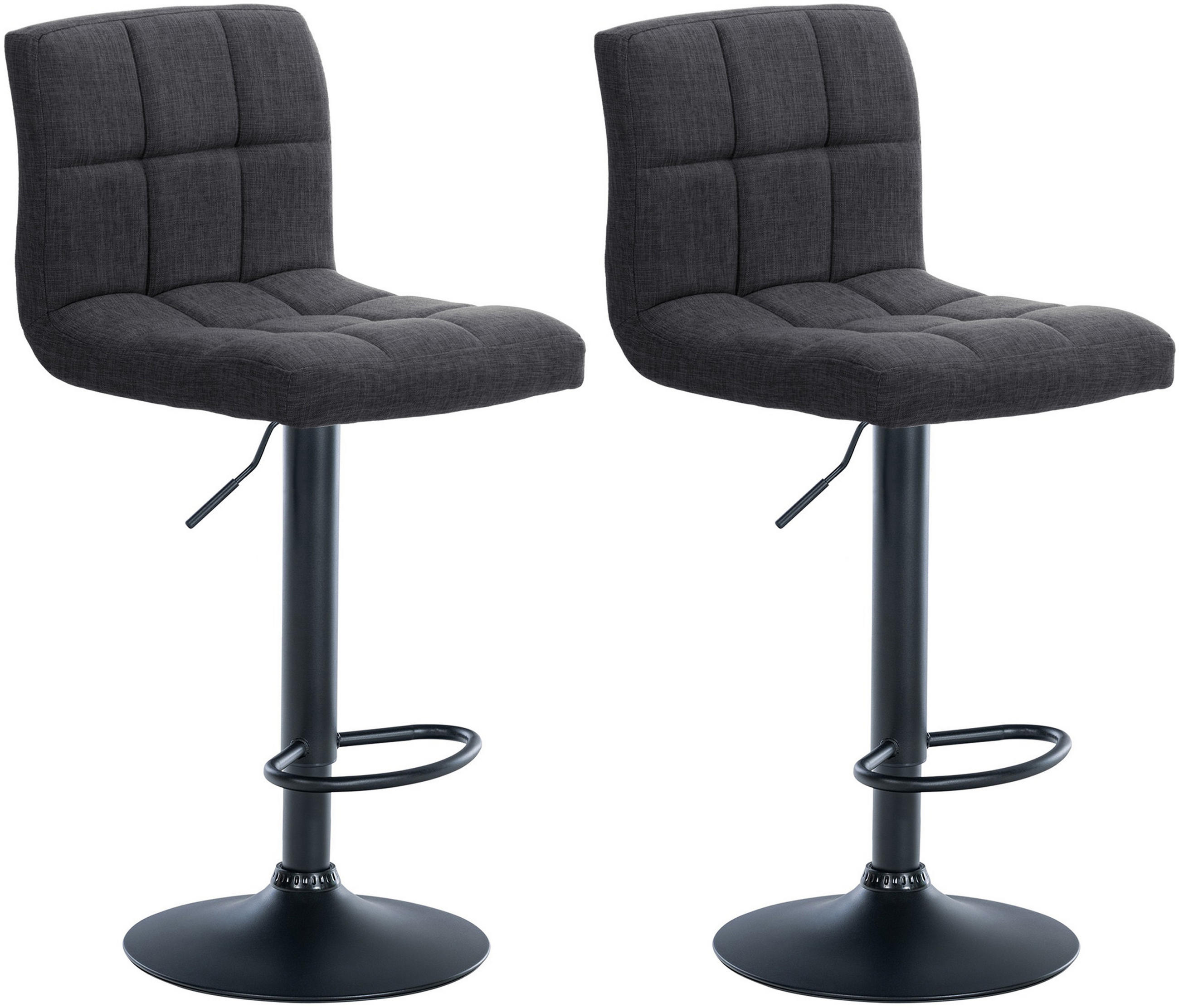 BARHOCKER 2er Set Cala Stoff schwarz dunkelgrau - Dunkelgrau/Schwarz, Textil/Metall (46/114/47cm) - TPFLiving