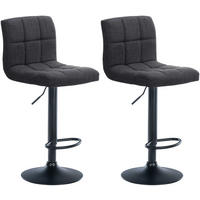 BARHOCKER 2er Set Cala Stoff schwarz dunkelgrau - Dunkelgrau/Schwarz, Textil/Metall (46/114/47cm) - TPFLiving