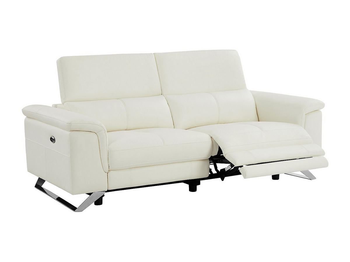 RELAXSOFA - 3 Personen - leder - weiß Breyt - Weiß, Leder (220/77/108cm) - Vente-Unique