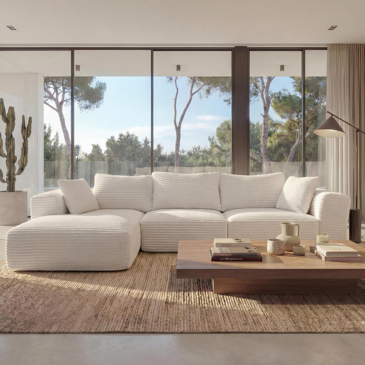 SOFA-GARNITUR Weiß - Weiß, Textil (276/58/154cm) - MCW