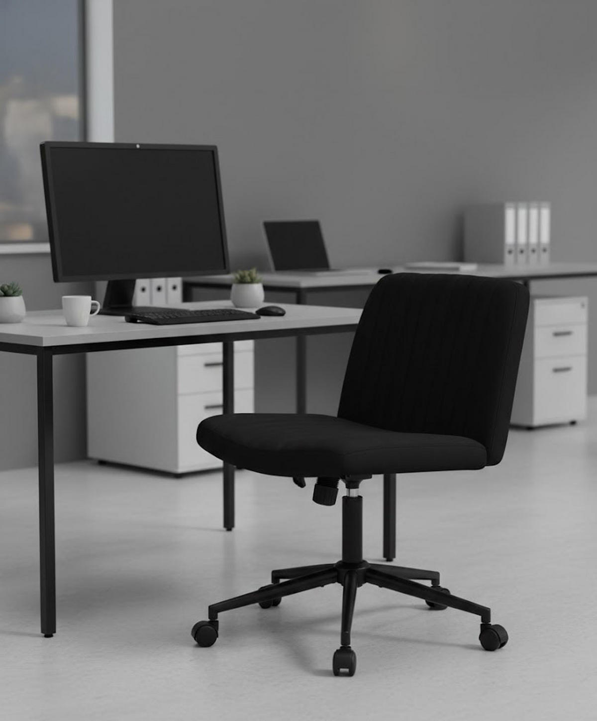 BÜROSTUHL Lynox Samt schwarz - Schwarz, Metall (62/98/65cm) - TPFLiving