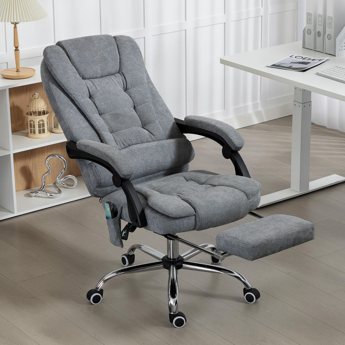 CHEFSESSEL DE-11833 Massage & Heizung Grau - Dunkelgrau, Textil (65/119/70cm) - ComfortXL