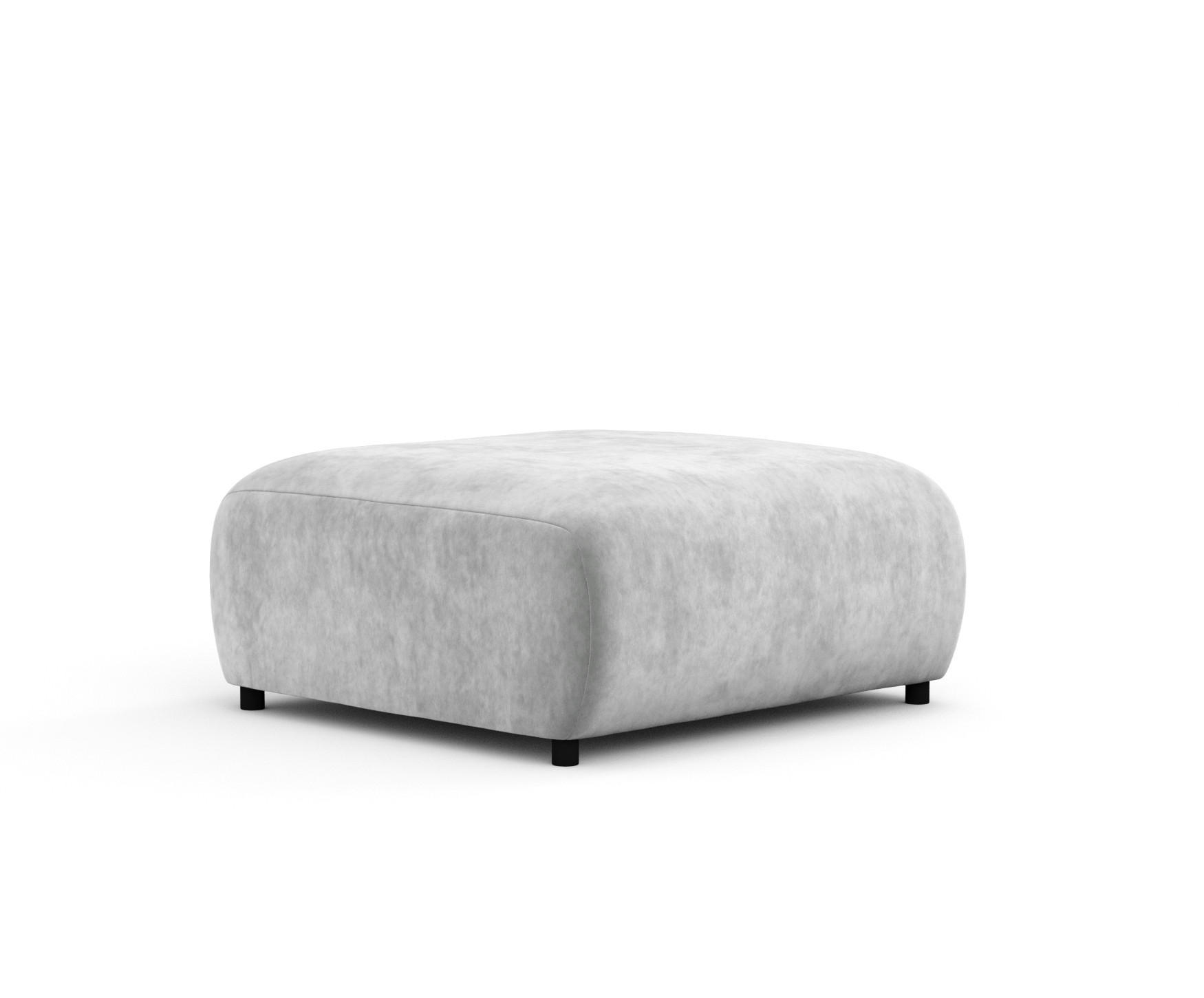 POUF S Zanzibar Hellgrau Samtstoff - Hellgrau/Schwarz, Holz/Holzwerkstoff (88/37/88cm) - Maison de Reve