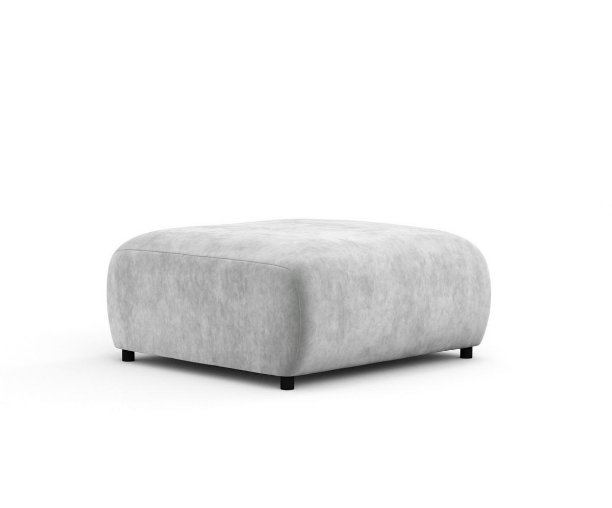 POUF S Zanzibar Hellgrau Samtstoff - Hellgrau/Schwarz, Holz/Holzwerkstoff (88/37/88cm) - Maison de Reve