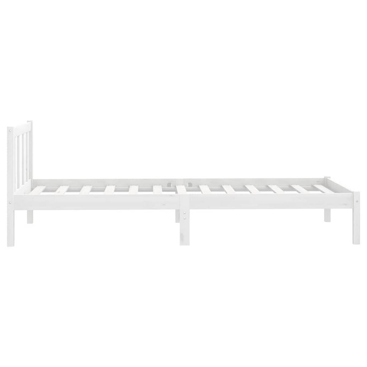 BETT mit Kopfteil, 100/200 cm, aus Massivholz Kiefer, in Weiß - Weiß, Holz - vidaXL