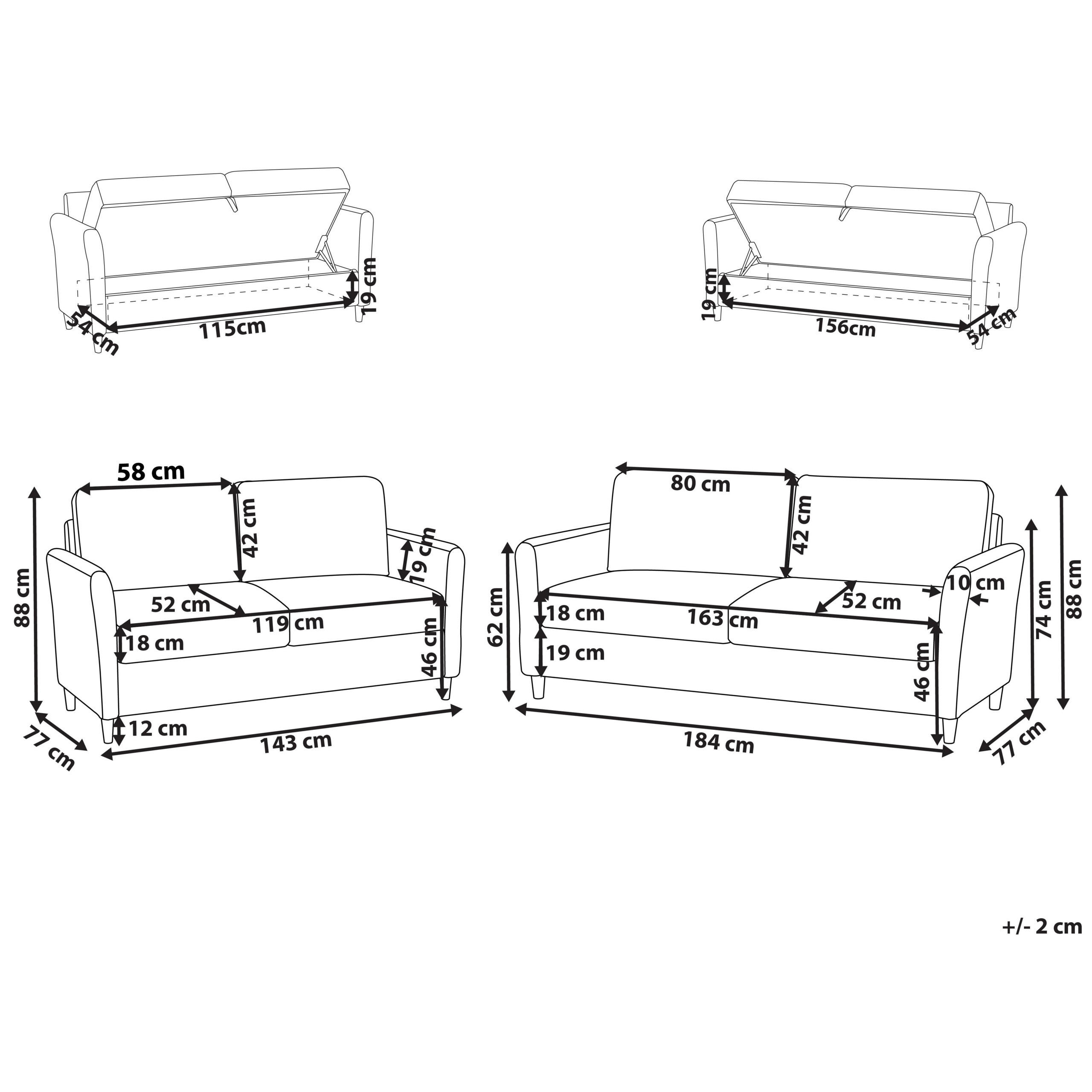 Thumbnail - Beliani 5-Sitzer-Sofa, Beige, Dunkelbraun, Textil, 77x77x184 cm, Wohnzimmer, Sofas & Couches, Sitzgarnituren