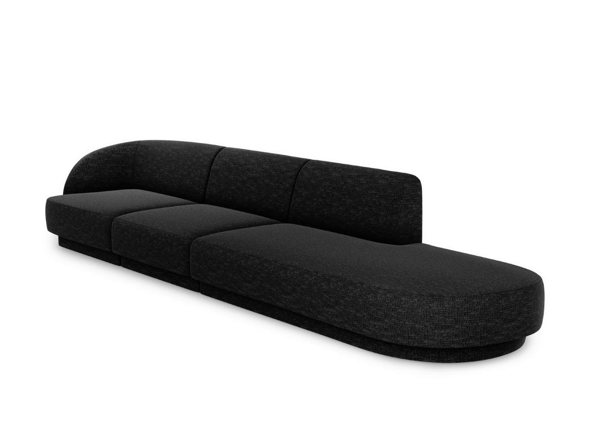 RECHTES-SOFA Miley aus Chenille-Stoff schwarz 4 Sitzplätze - Schwarz, Textil (90/70/323cm) - Micadoni