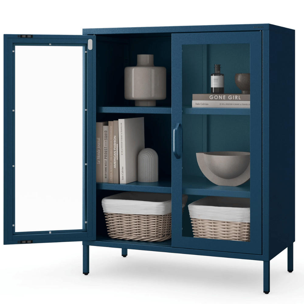 Jan Nowak Vitrinenschrank Dunkelblau 80x101.5x40 cm