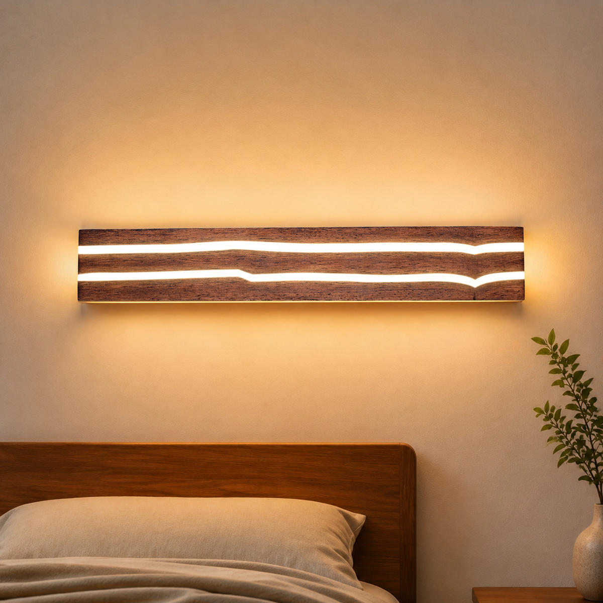 LED WANDLEUCHTE Vexmar 50/8/3 cm - Braun, Holz/Metall (8/3/50cm) - ZMH